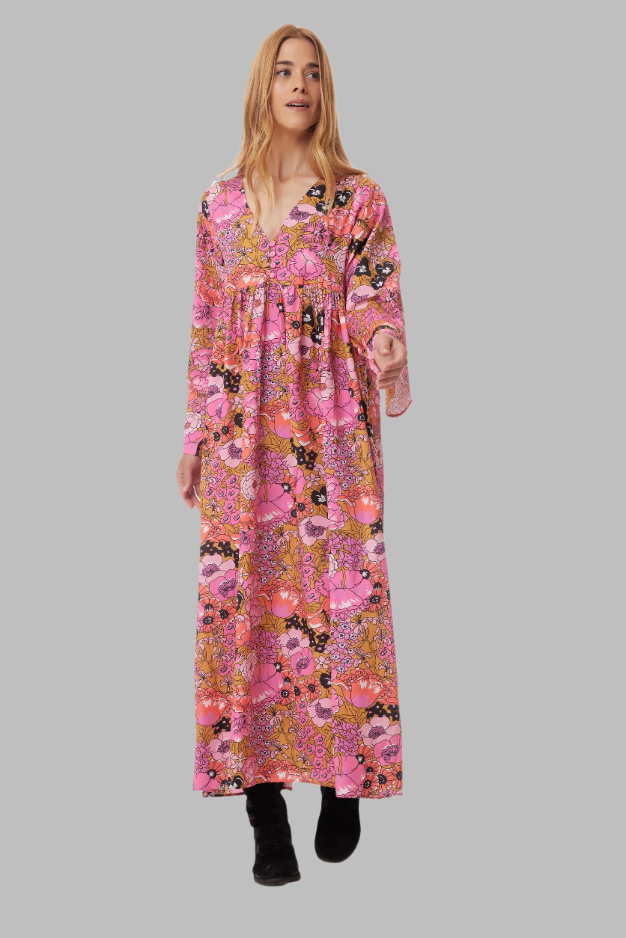 Hawaii Printed Maxi Dress Pink