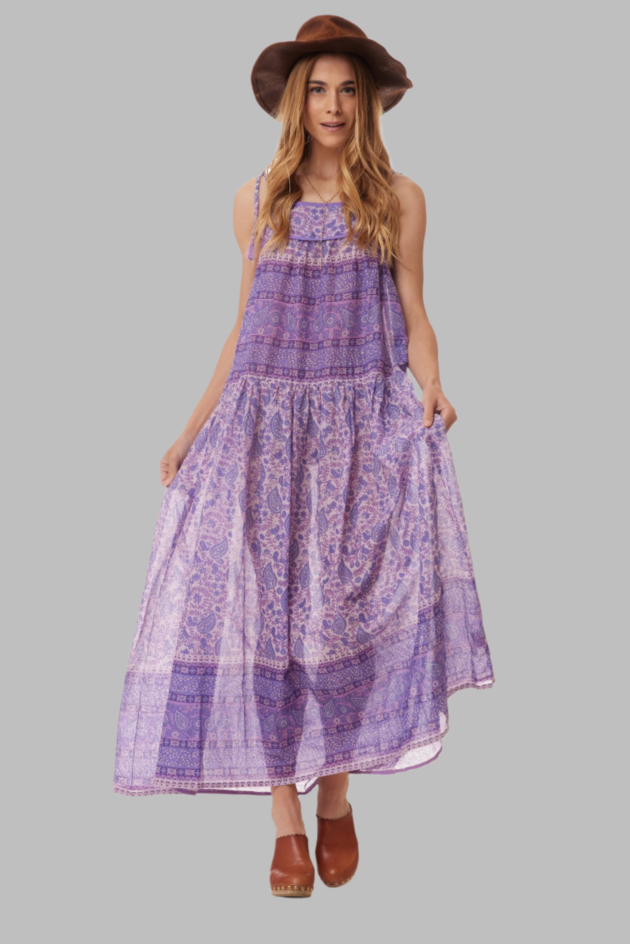 Betsy Printed Maxi Tank Dress Lavender