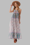Betsy Printed Maxi Tank Dress Teal