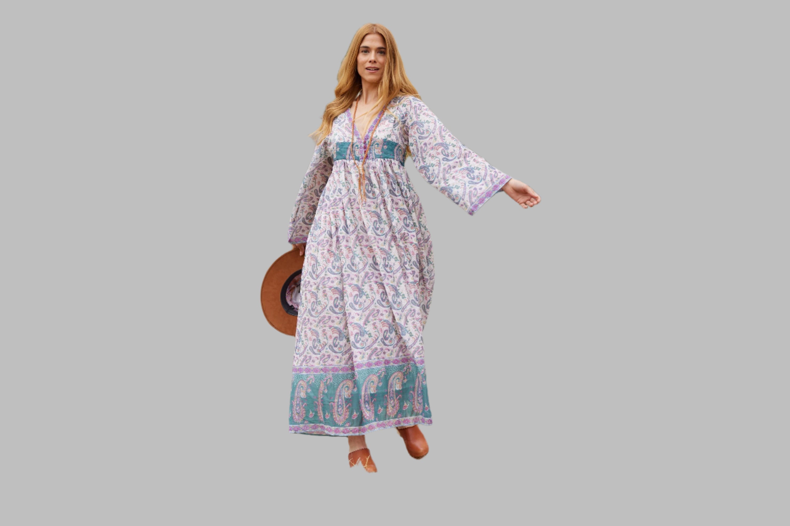 Jade Printed Maxi Dress Teal