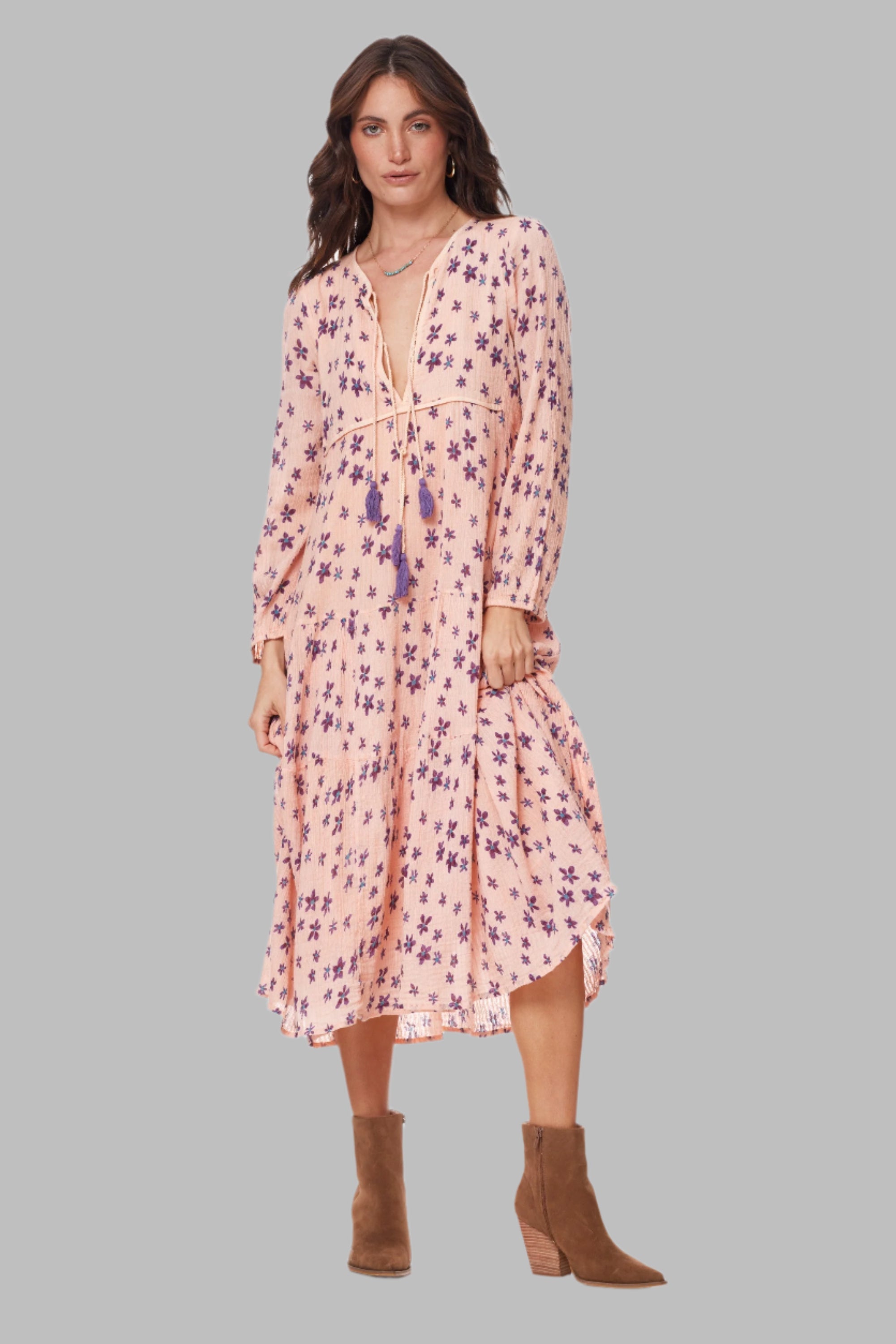 Marisa Printed Midi Dress Coral