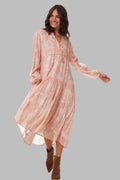 Kayla Printed Long Dress Coral