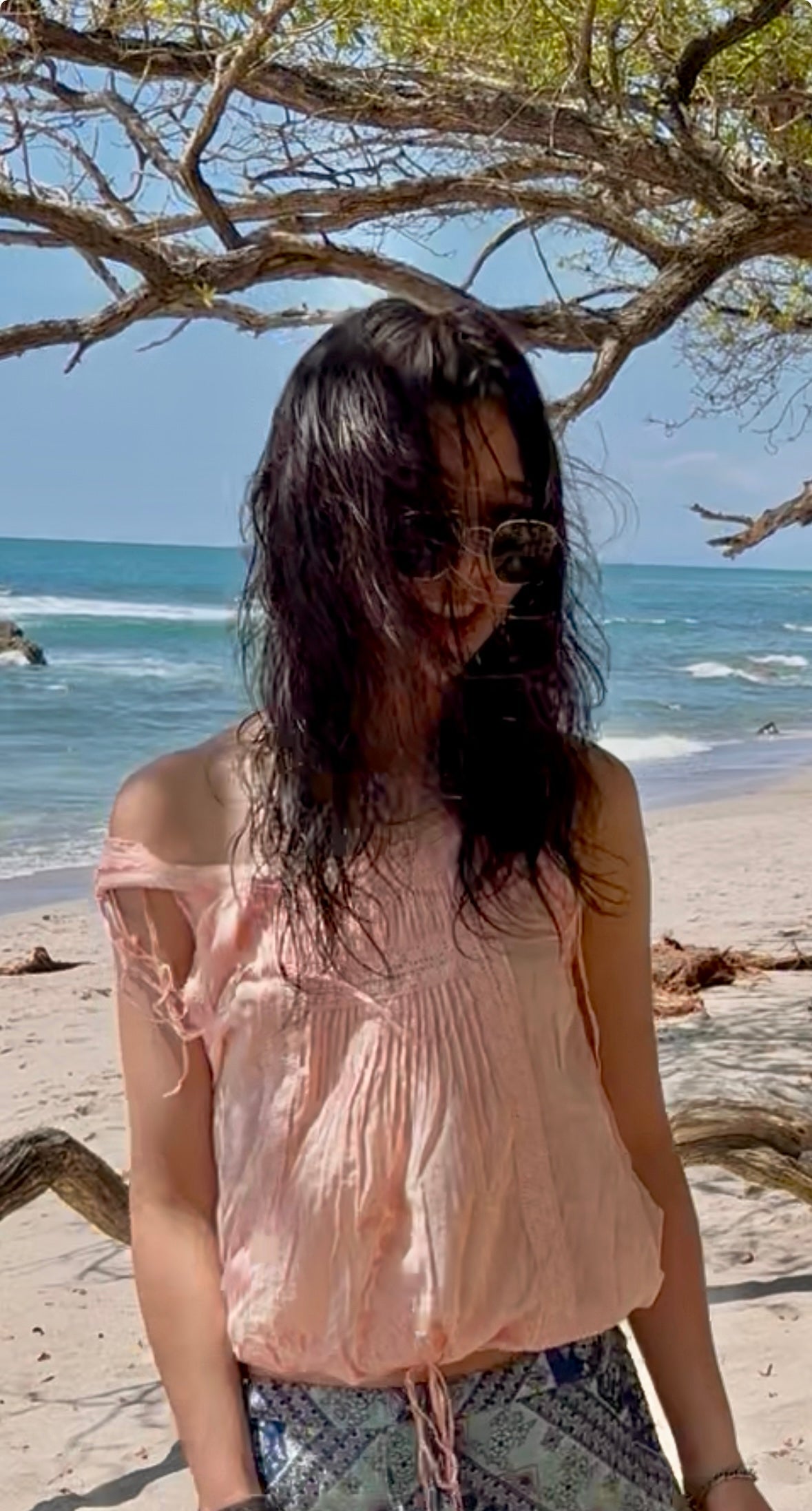 Cheryl Embroidered Sleeveless Top Peach