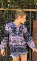 Love Printed Long Sleeves Tunic Pink