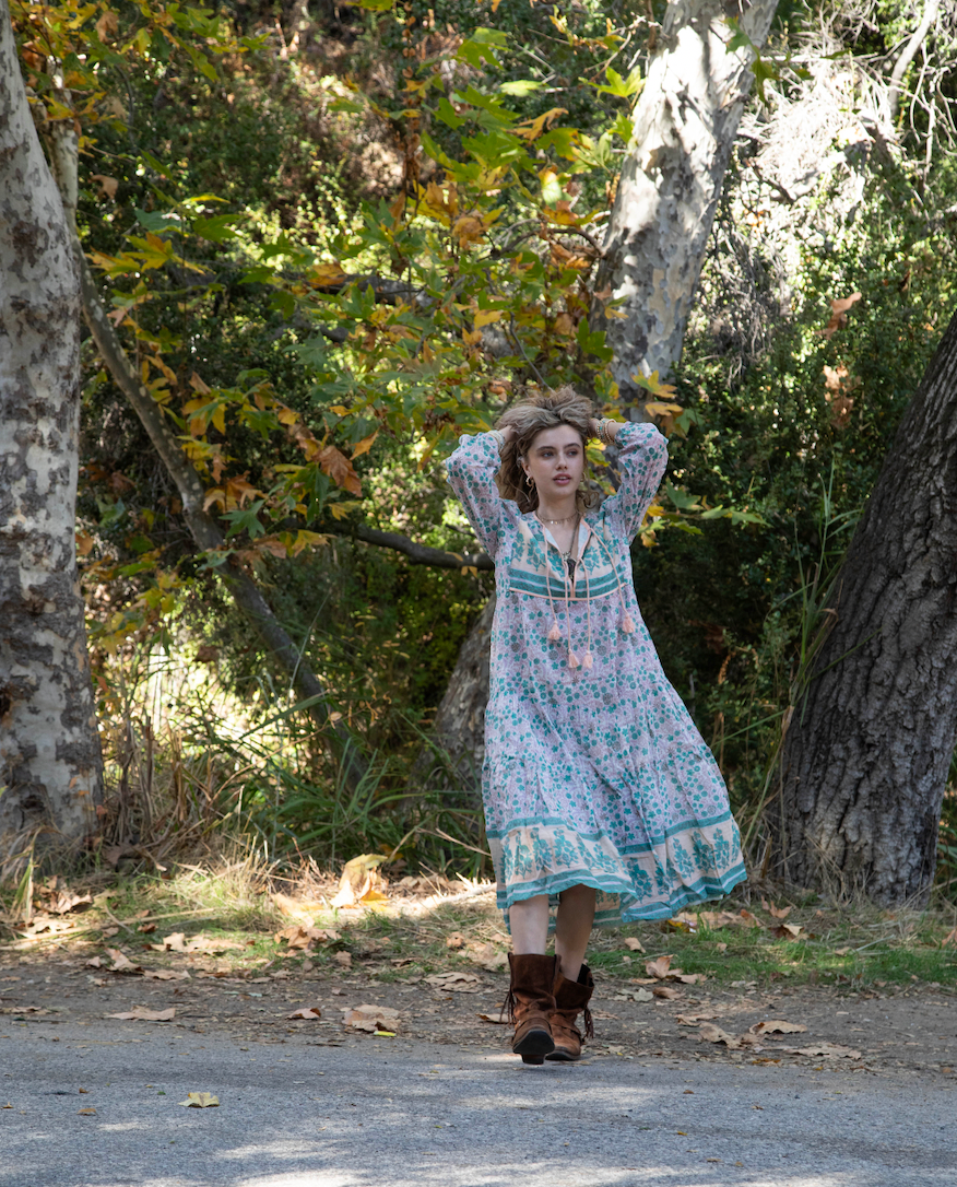 Kayla Printed Midi Dress Peach