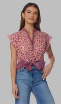 Ginger Printed Blouse Short Sleeves Pink