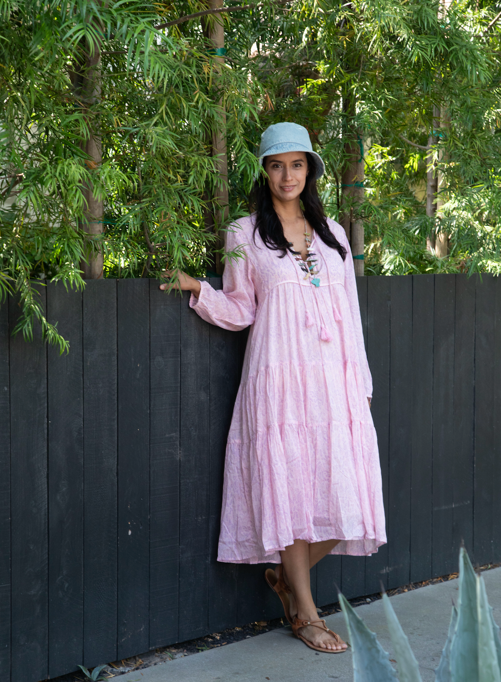 Kayla Printed Midi Dress Pink