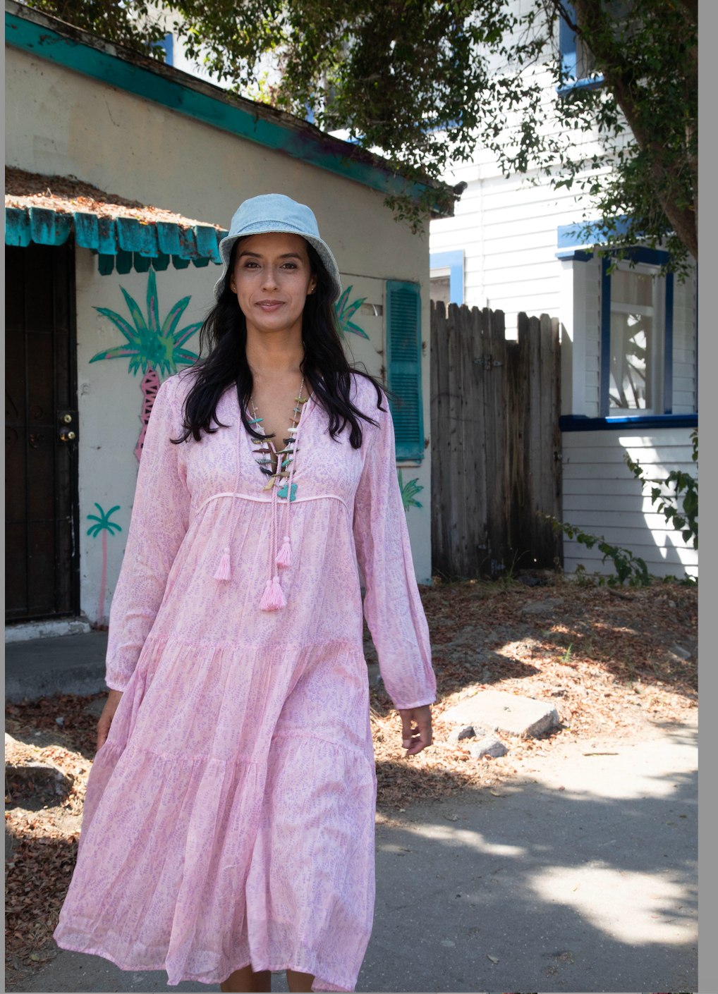 Kayla Printed Midi Dress Pink