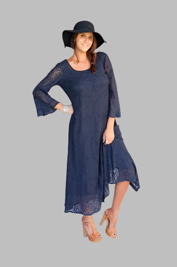 Ibiza Lace Maxi Dress or Duster Coal